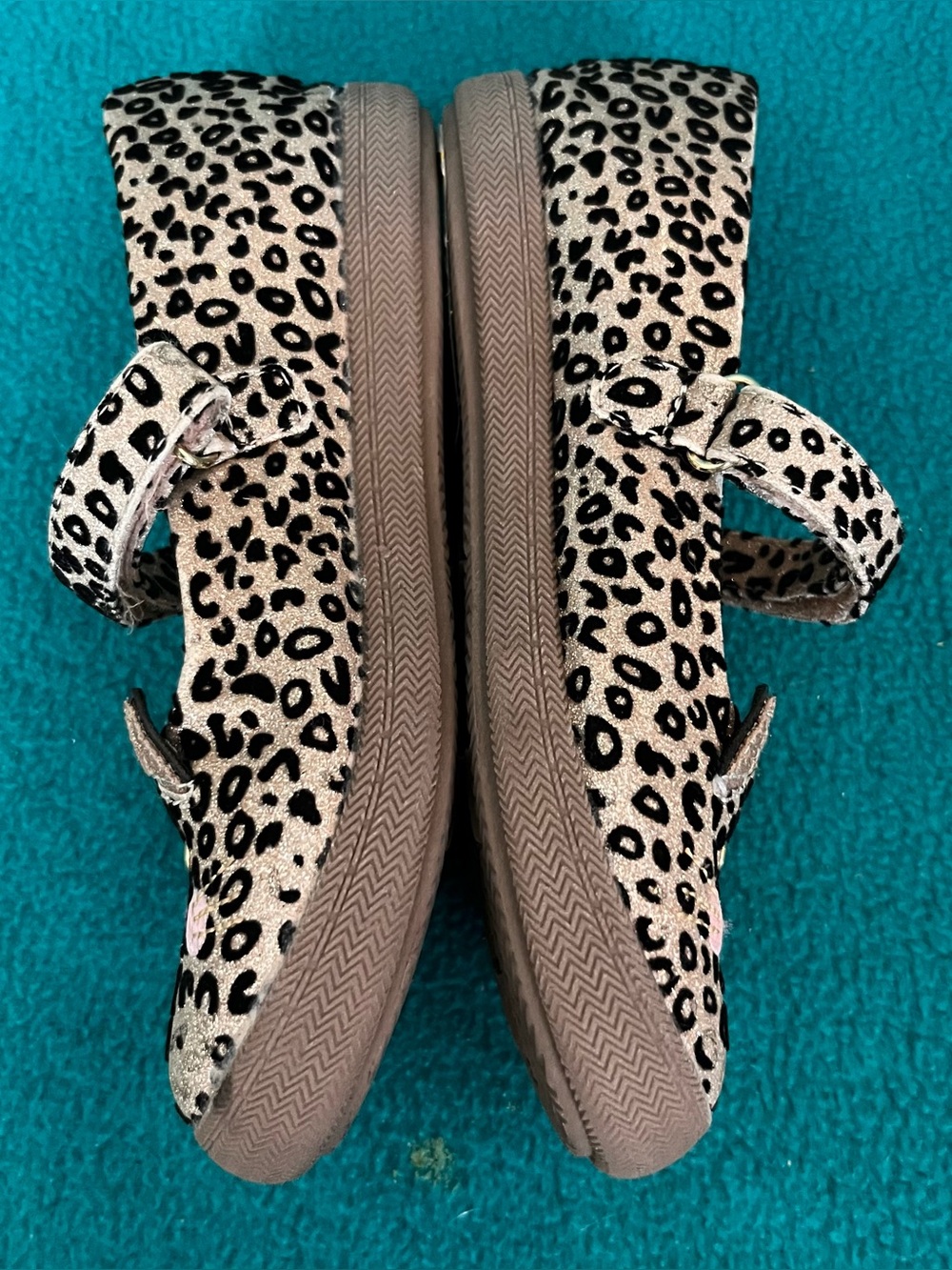 Harper Canyon Girls Leopard Print Cat Mary Janes in Gold Sz 12 - Picture 2 of 7